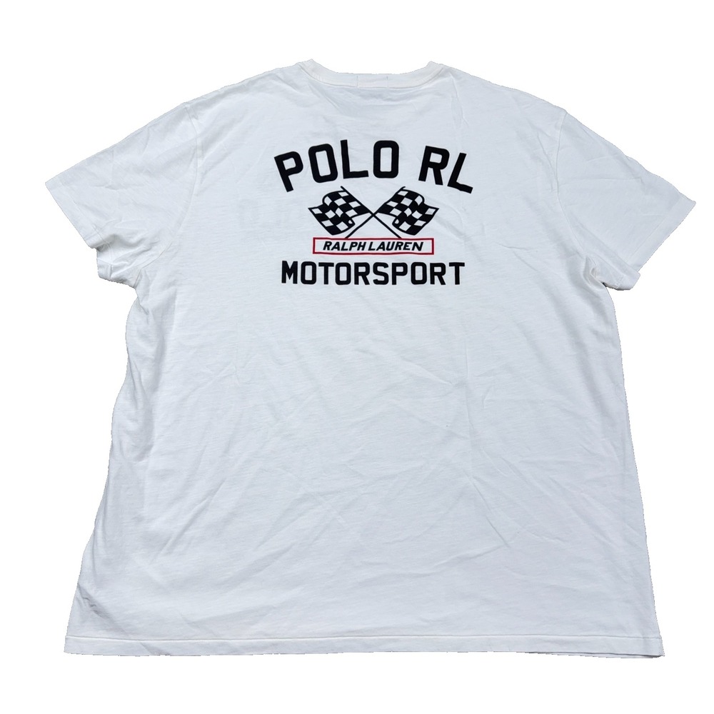 Polo Ralph Lauren Shirt Men XXl 2XL White Tee Motorsport Racing PRL Classic FIt